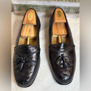 Barcelino Hand Made in Italy Genuine Ostrich Tassel Loafers Men’s 9.5 M Black